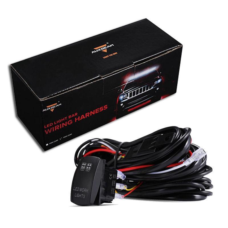 LED Light Bar Rocker Switch with 3Pcs Switching Lines Wiring Loom Harness Kit with Fuse and Relay