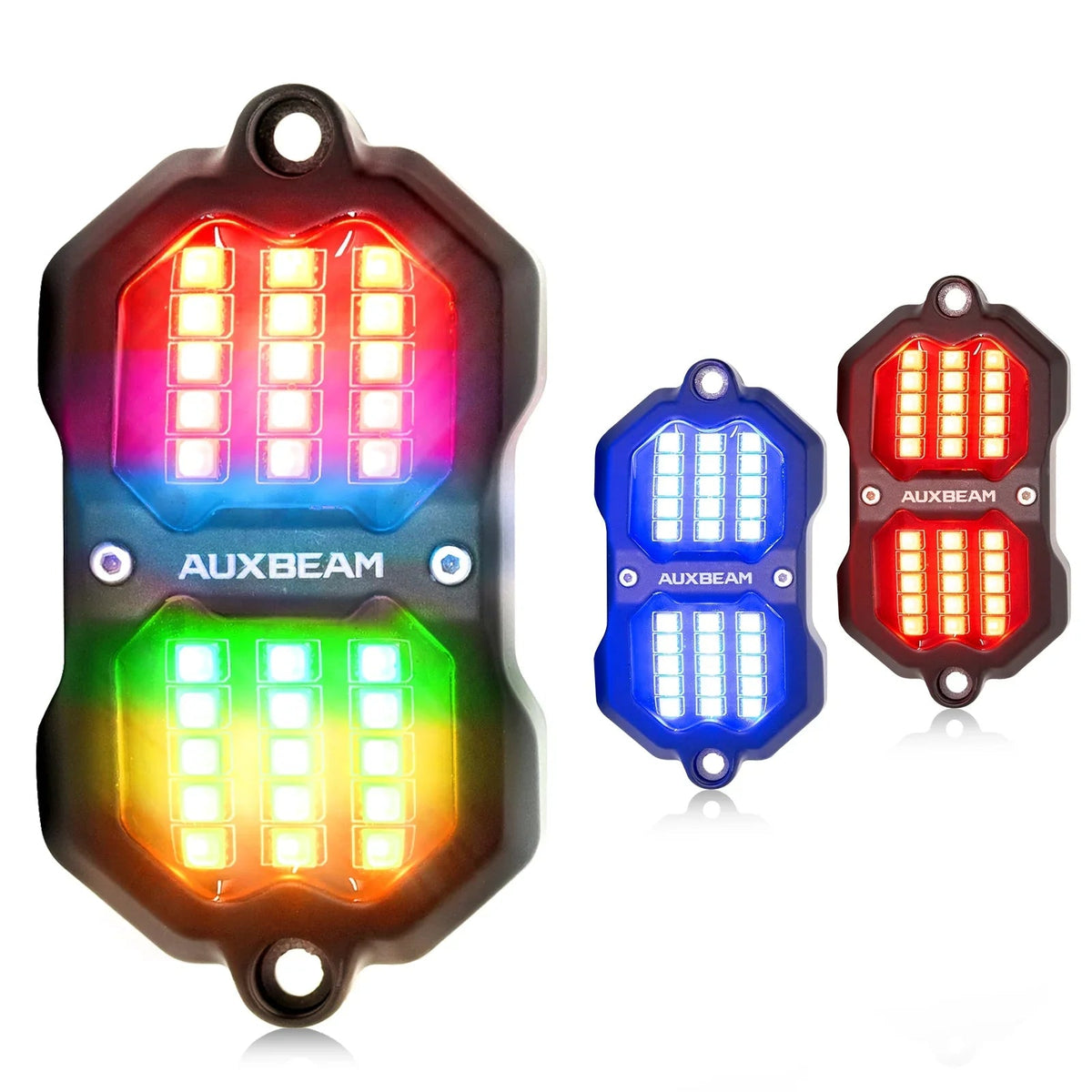 Auxbeam Vibrant Series RGB LED Rock Lights Kit Multicolor Neon Underglow Lights