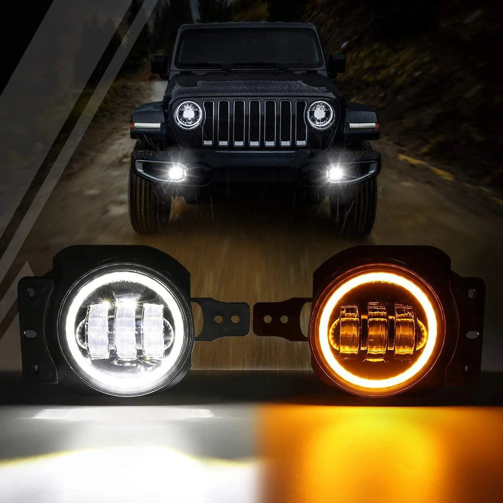 Auxbeam 4 Inch 30W Round LED Fog Lights for Jeep Wrangler JL JLU 2018-2020