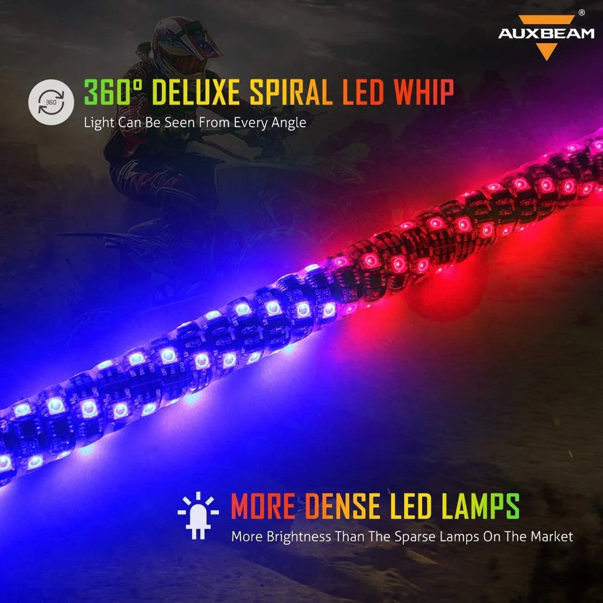 Auxbeam 3FT/4FT LED RGB Whip Lights