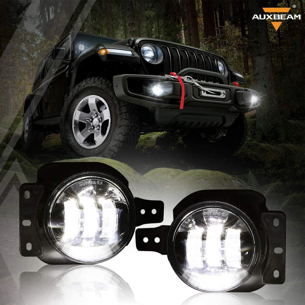 Auxbeam 4 Inch Round LED Fog Lamps for 2018-2020 Jeep Wrangler JL JLU Jeep