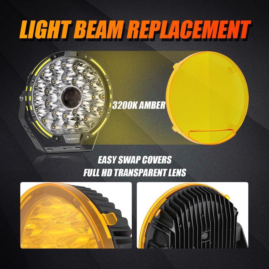 (2pcs/set) 9 INCH 270W 37776LM 360-PRO Series Custom Lens LED Driving Lights+Amber/Black Covers(Optional) for Ford F150 F250 F350 F450