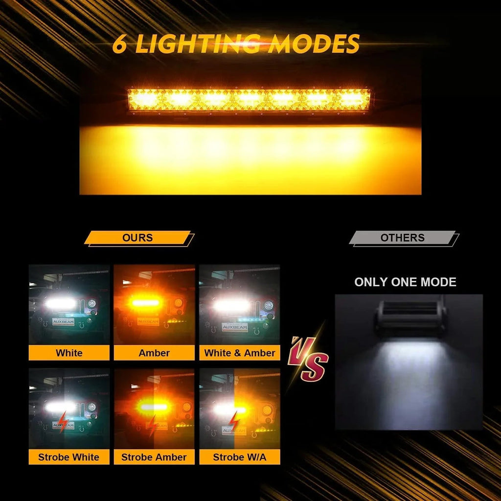 Auxbeam 6 Modes Series 20 Inch White&Amber Off Road Led Light Bar