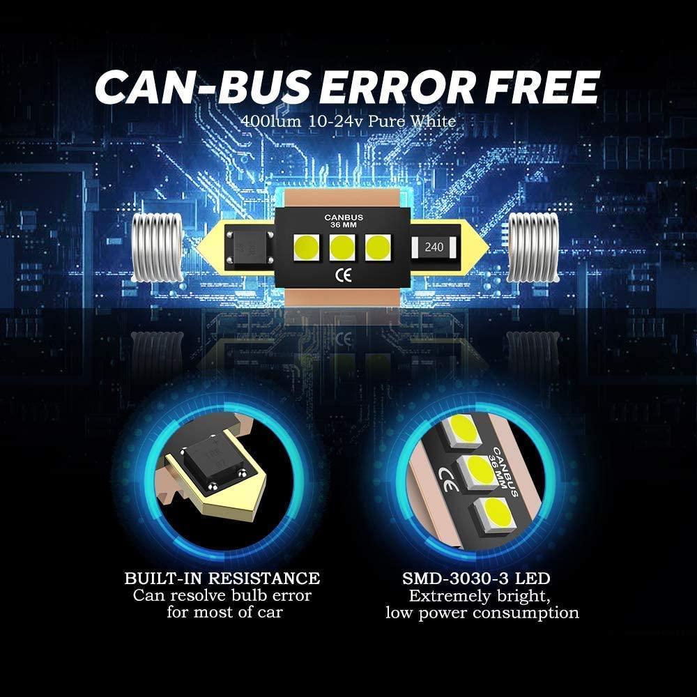 Auxbeam LED Festoon Canbus For Interior Dome Map License Plate Bulbs