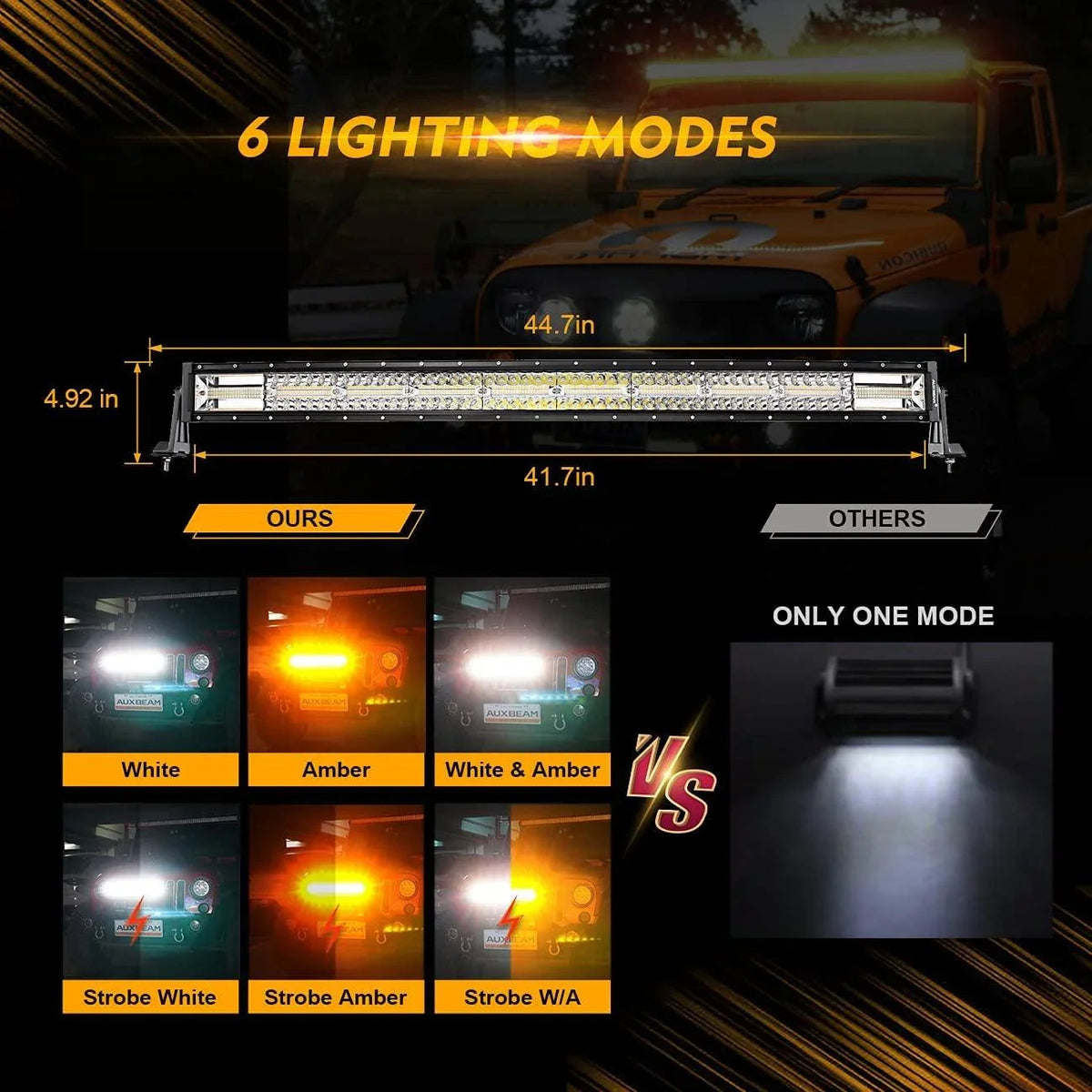 Auxbeam Series 42 Inch White&Amber Curved Off Road Led Light Bar