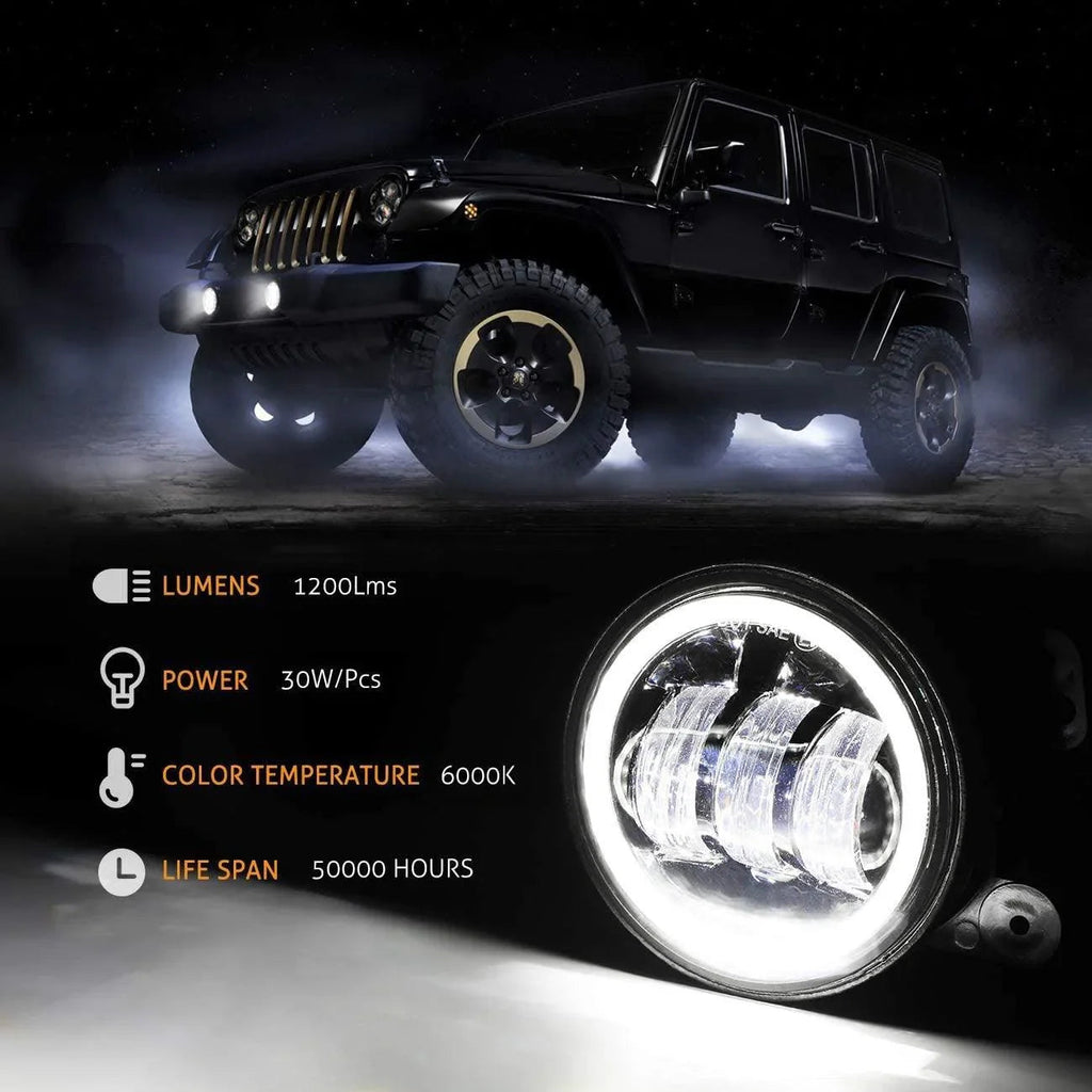 Auxbeam 7'' LED Halo Headlights for Jeep Wrangler2007-2018 JK