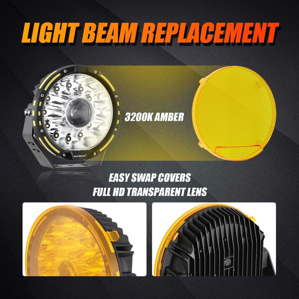 7 Inch 230W 33332LM 360-PRO Series Custom Lens Offroad LED Driving Lights+Amber/Black Covers(Optional) for FORD F150 F250