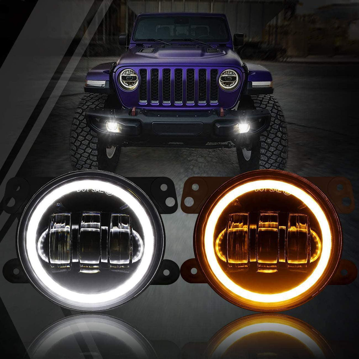 Auxbeam 7'' LED Halo Headlights for Jeep Wrangler2007-2018 JK