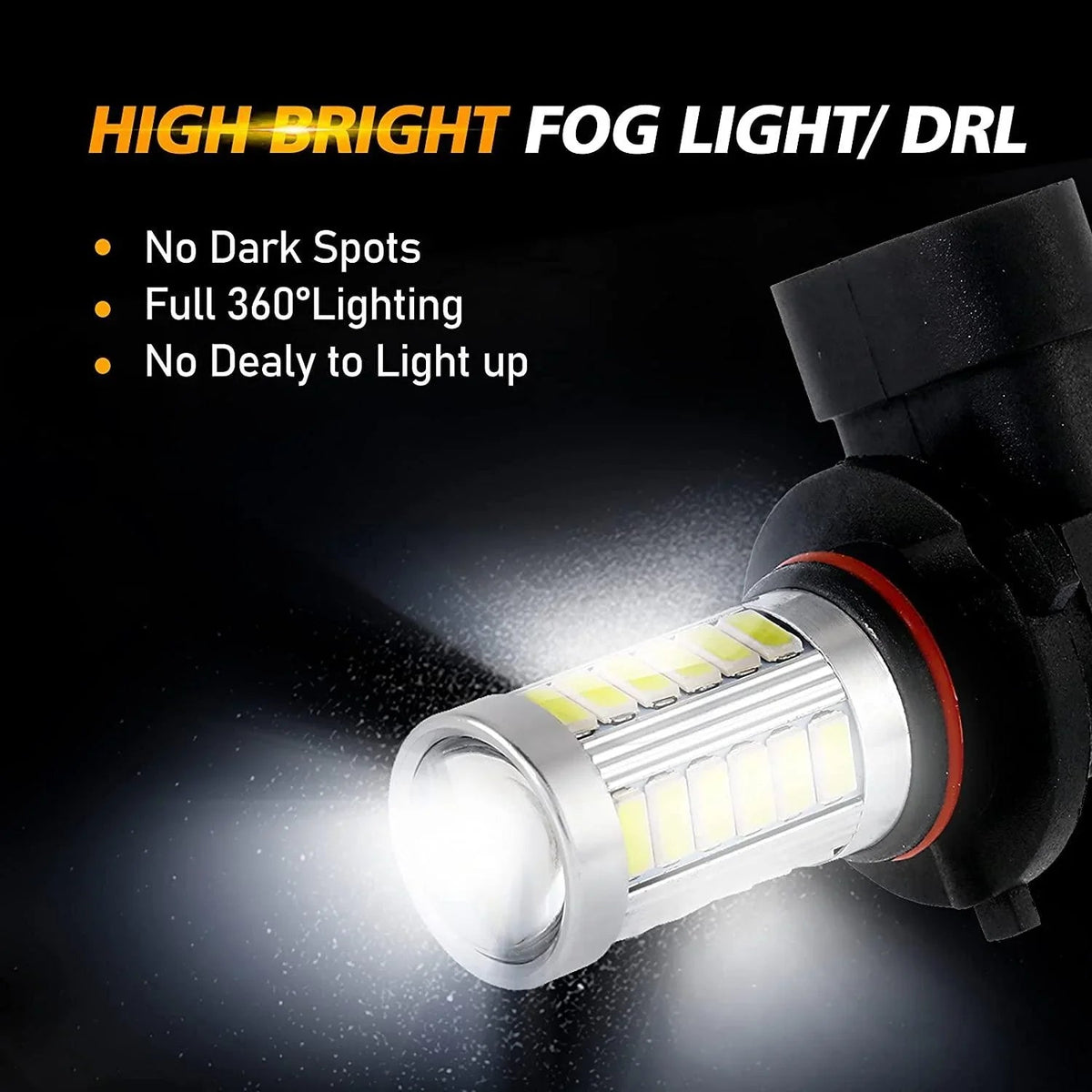 Auxbeam H10 9145 9140 HB3 LED Fog Light/DRL 50W 6500K White 33LED Series 2 Bulbs