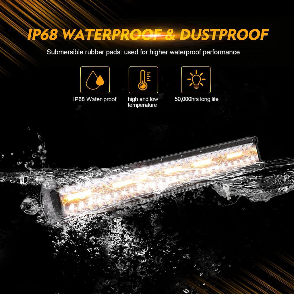 Auxbeam 6 Modes Series 20 Inch White&Amber Off Road Led Light Bar