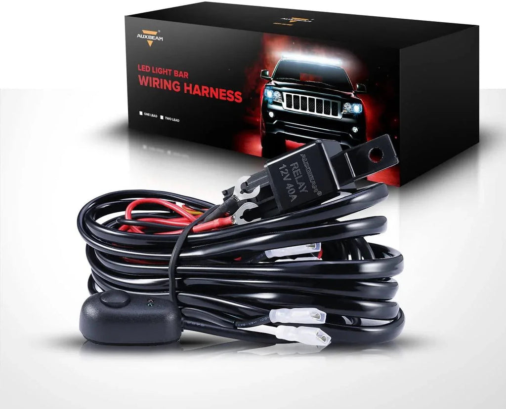 LED Light Bar Wiring Harness Kit with Fuse Relay ON/Off Switch for LED Off-Road Driving Work Light