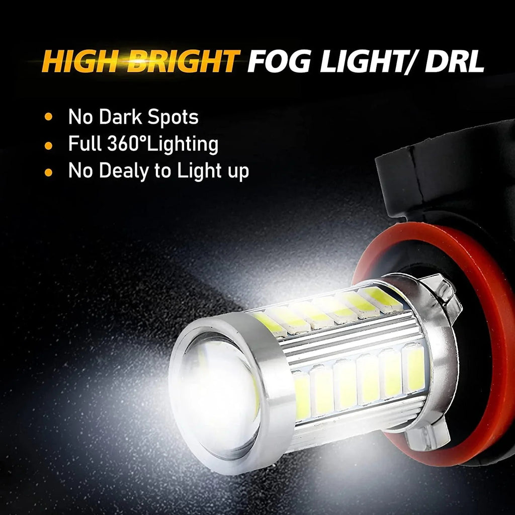 Auxbeam H11 H9 H8 H16JP LED Fog Light/DRL Bulbs 50W 6500K White 33LED Series 2
