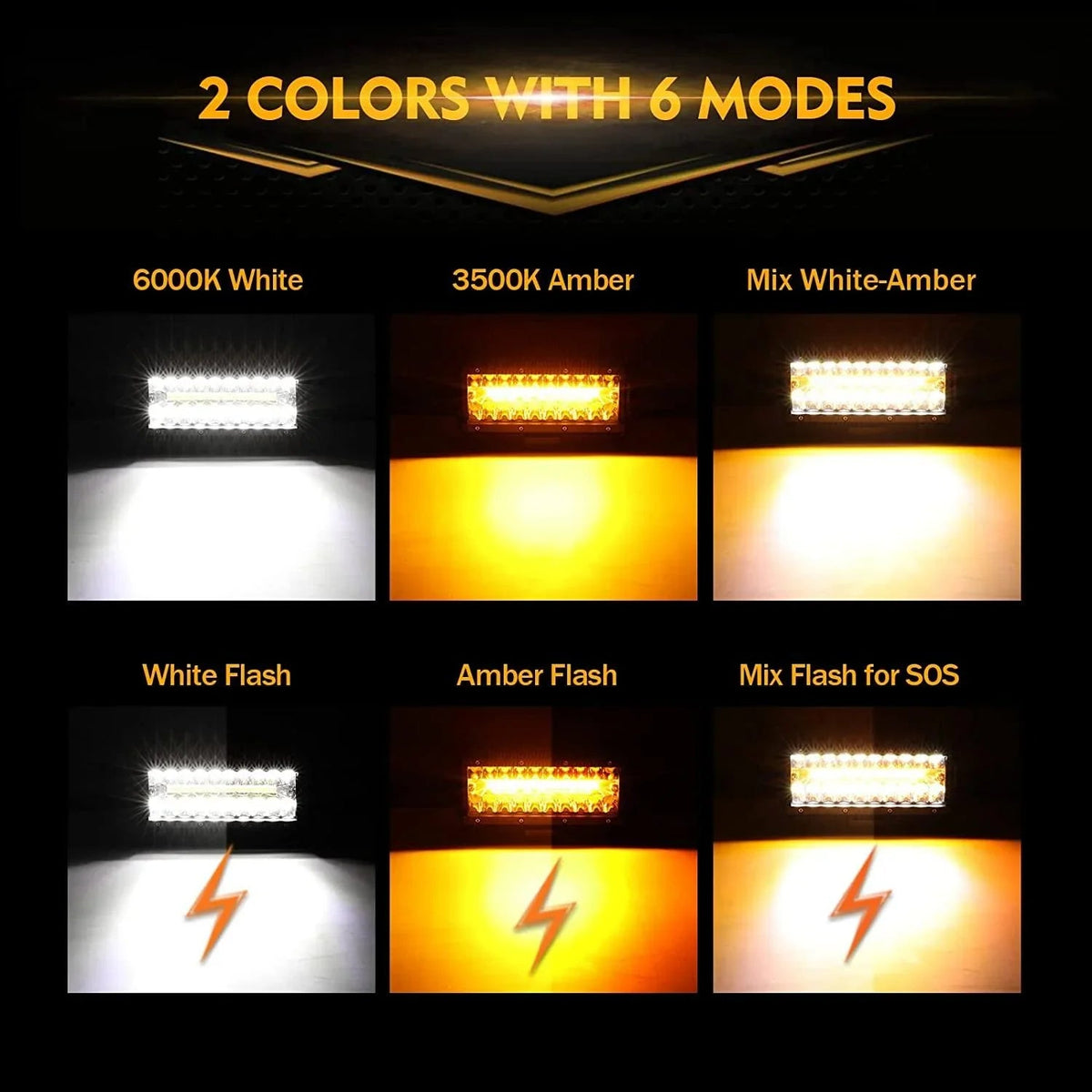 Auxbeam 6 Modes Series 7 Inch 150W White&Amber LED Light Bar