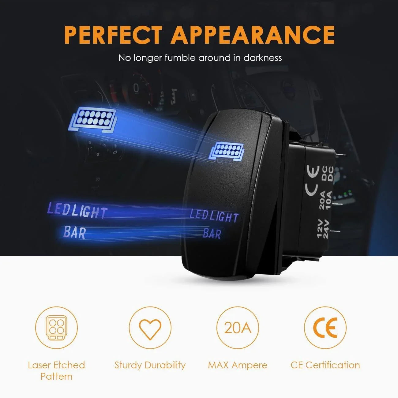 LED Light Bar Rocker Switch with 3Pcs Switching Lines Wiring Loom Harness Kit with Fuse and Relay