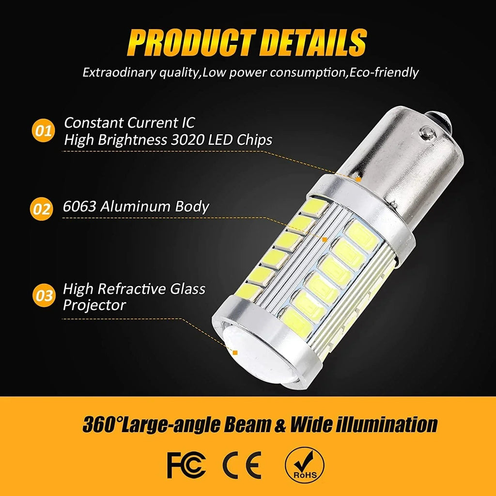 Auxbeam 1156 P21W BA15S LED Brake/Reverse/Parking/Tail/Turn Singnal Light Bulbs