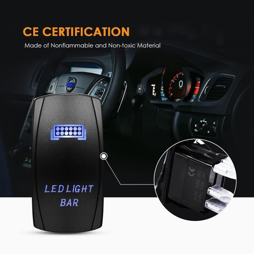 LED Light Bar Rocker Switch with 3Pcs Switching Lines Wiring Loom Harness Kit with Fuse and Relay