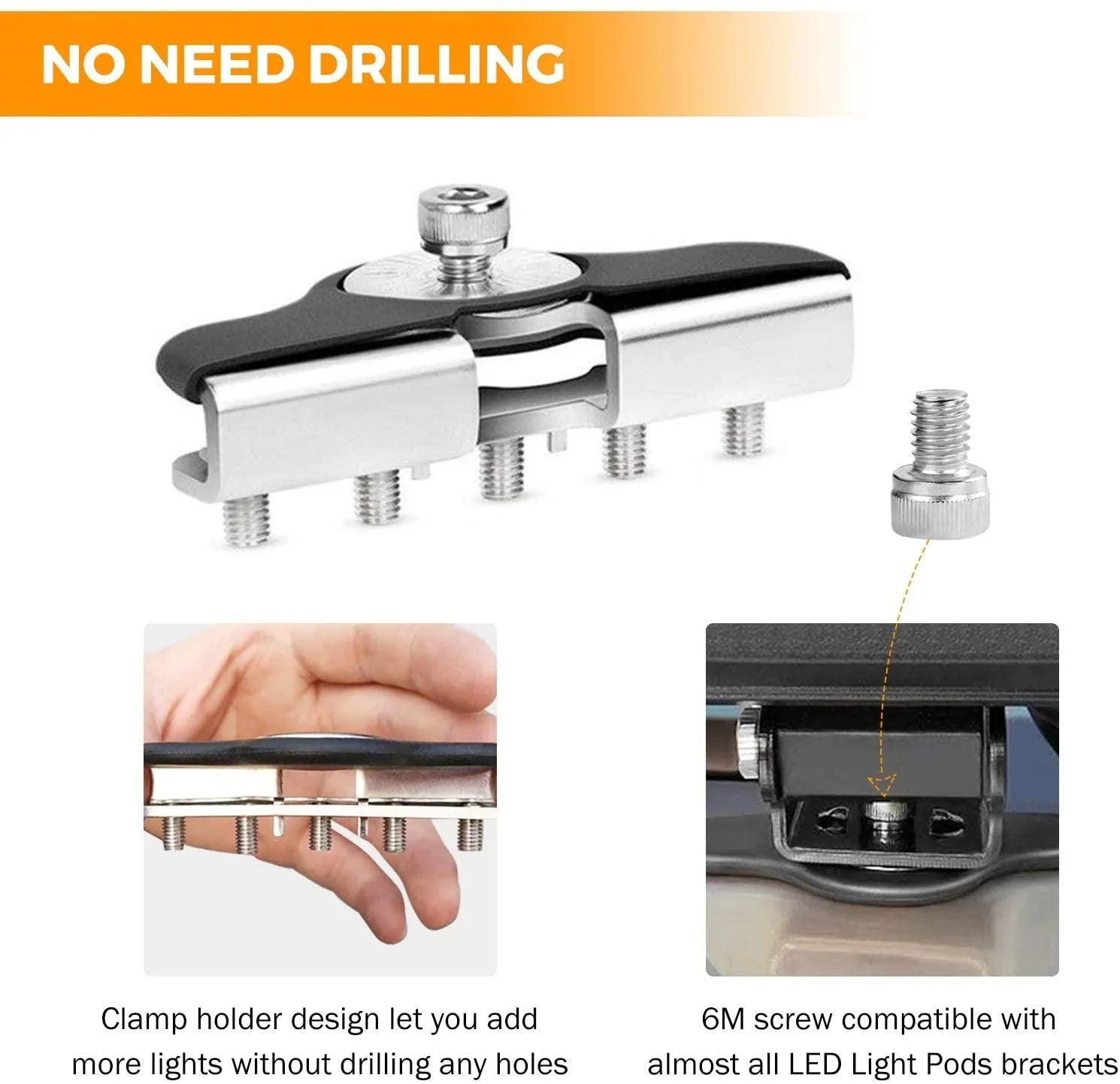 Universal LED Light Bar Spot Light Mounting Brackets Clamp Holder Design for Jeep Truck SUV Offroad