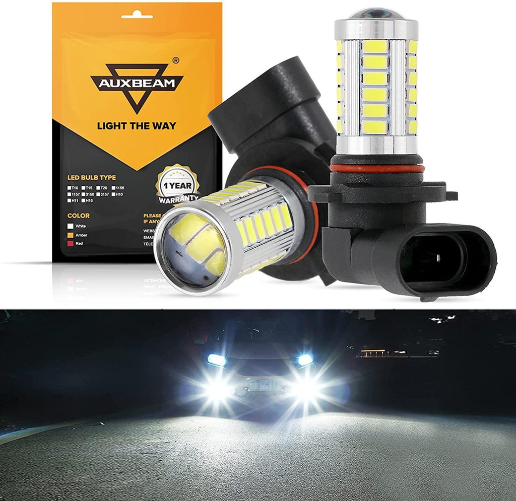 Auxbeam H10 9145 9140 HB3 LED Fog Light/DRL 50W 6500K White 33LED Series 2 Bulbs