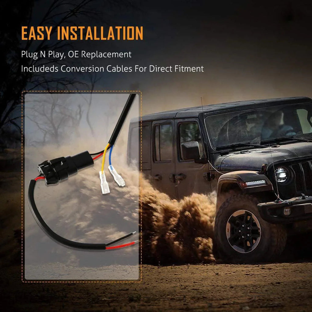 Auxbeam 7'' LED Halo Headlights for Jeep Wrangler2007-2018 JK