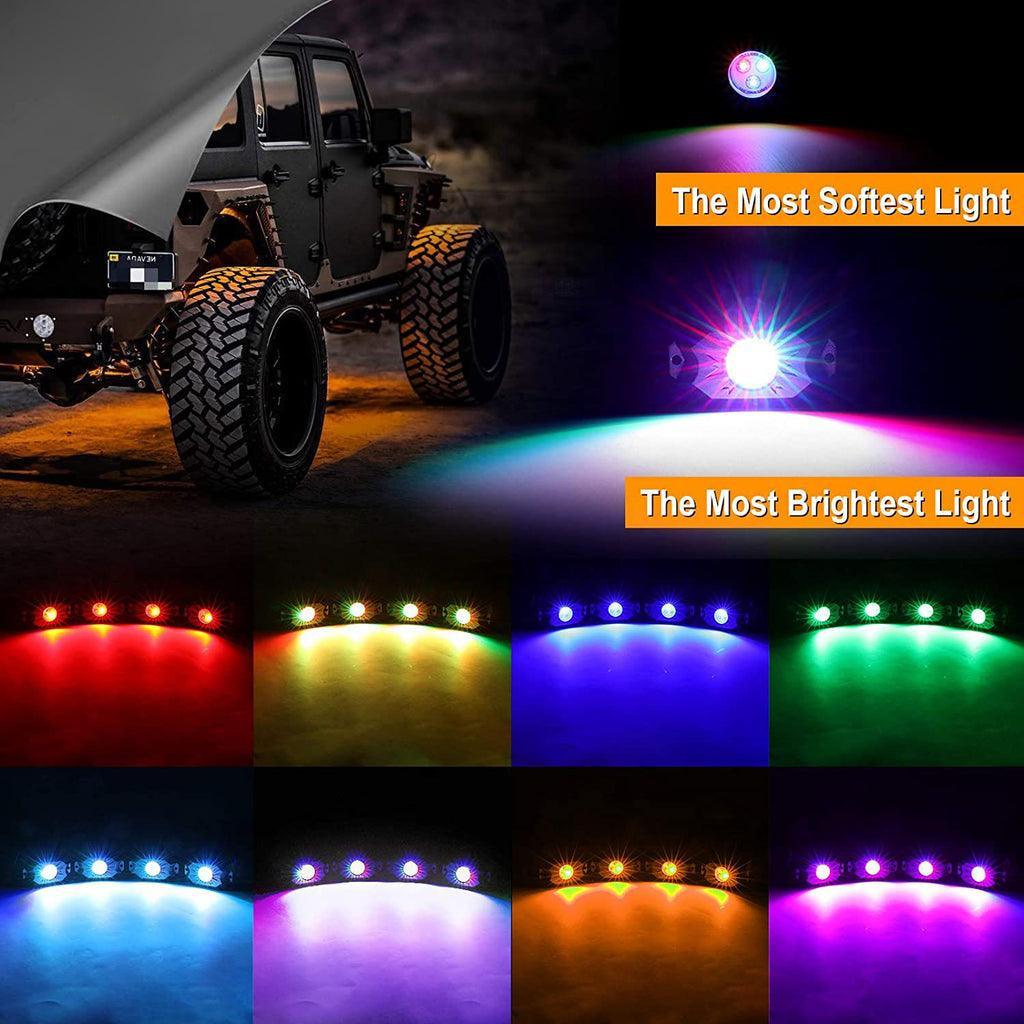 Auxbeam 2Pcs 3FT RGB LED Whip Lights with Turn Signal & Brake Light + RGB LED