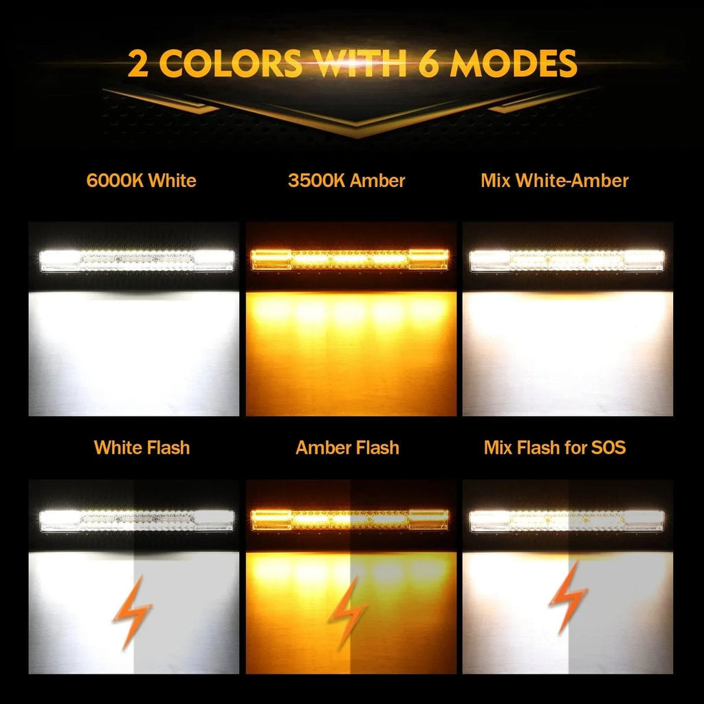 Auxbeam Series 22 Inch/30 Inch/42 Inch/50 Inch White&Amber LED Light Bars