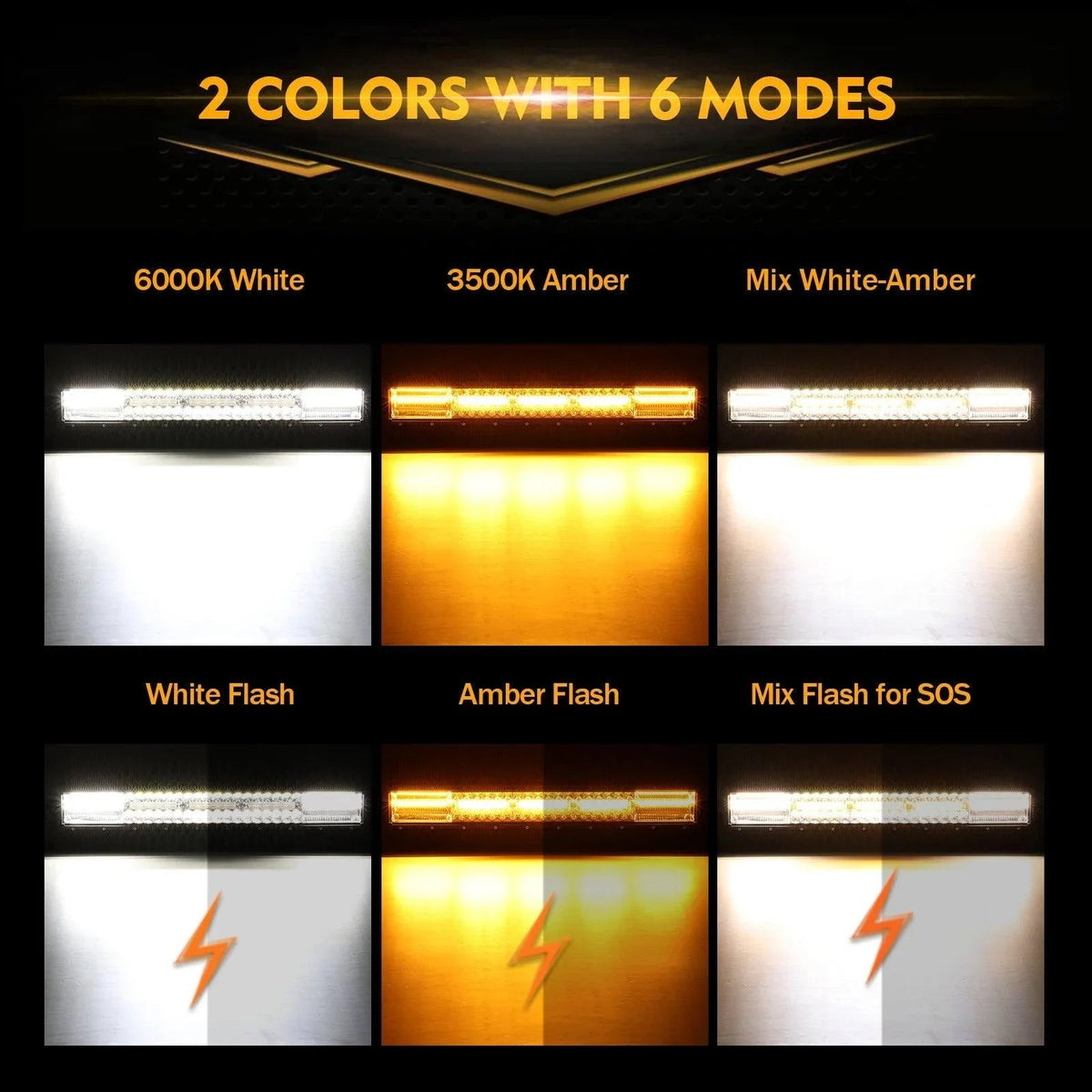 Auxbeam Series 22 Inch/30 Inch/42 Inch/50 Inch White&Amber LED Light Bars