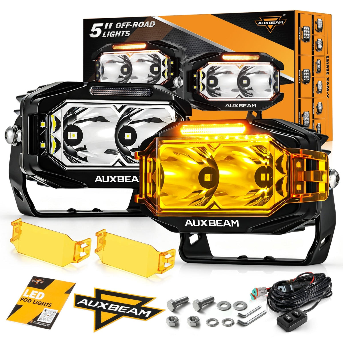 Auxbeam V-MAX Series 5 Inch 138W Spot Beam Side Shooter LED Rectangular Pod
