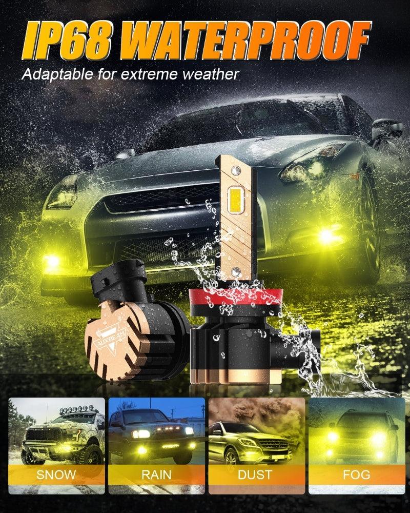 Auxbeam H11 H9 H8 H16JP LED FOG Light/DRL Bulbs 44W 3000K Golden Yellow Z3