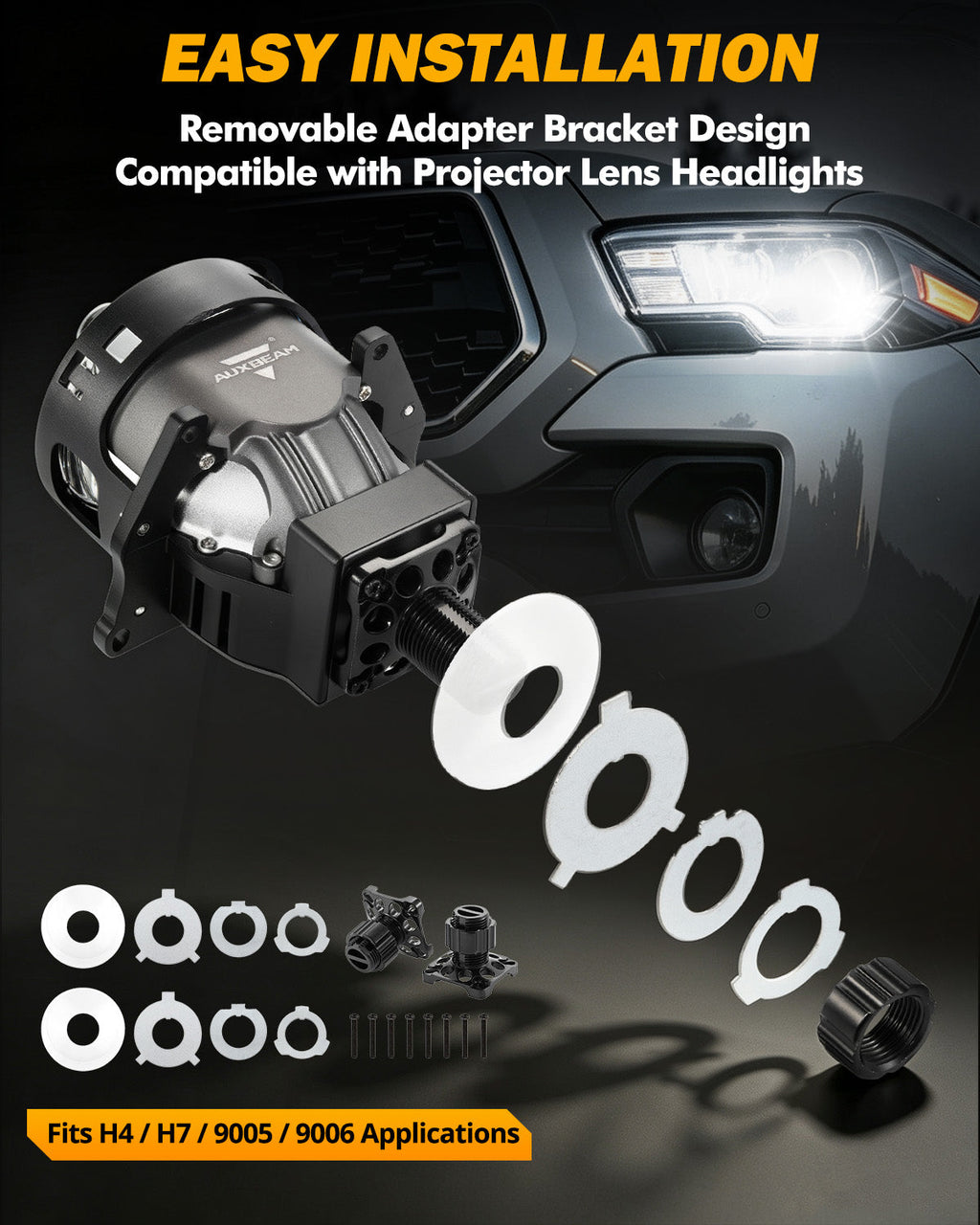 Auxbeam 3 Inch 160W 6000K Bi-LED Projector Headlight Dual Laser Beam S8 Series