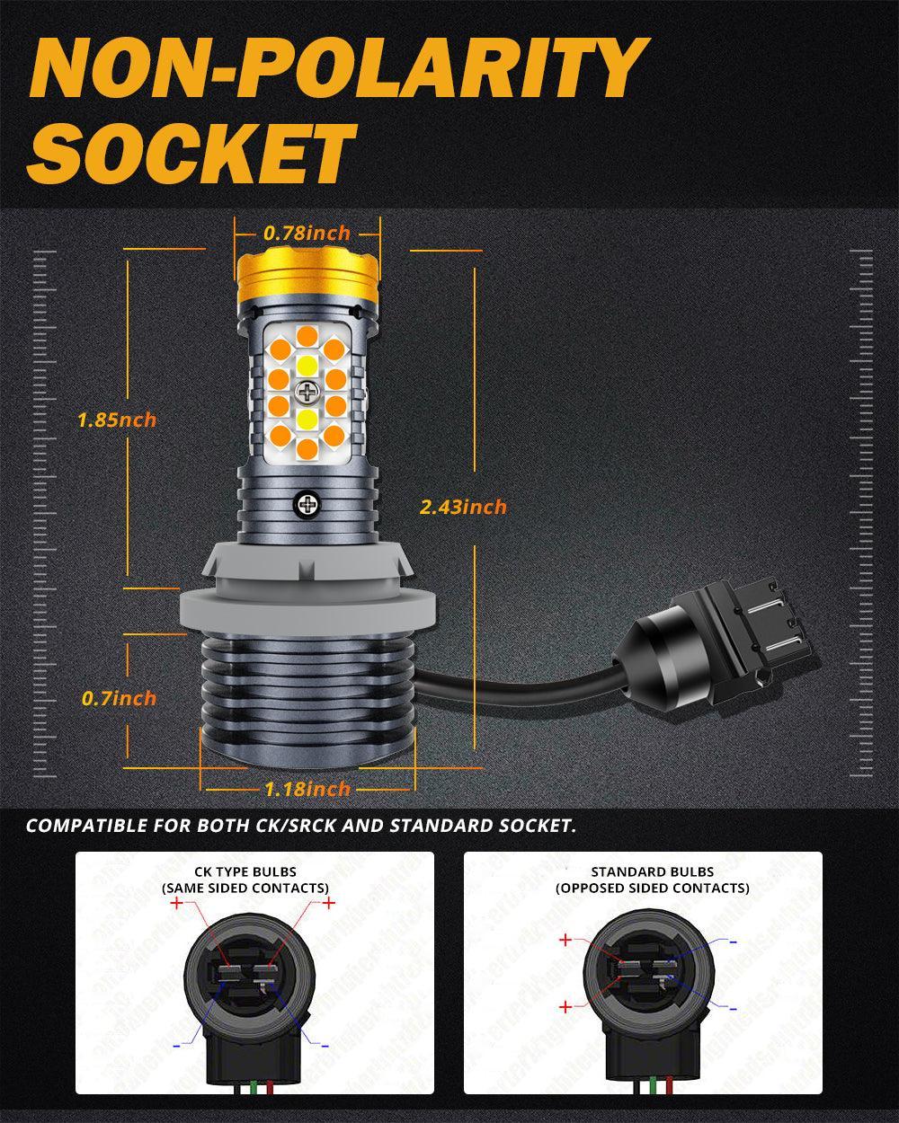 Auxbeam T25 3157 3156 LED Front Turn Signal & DRL Light Bulbs Dual Color