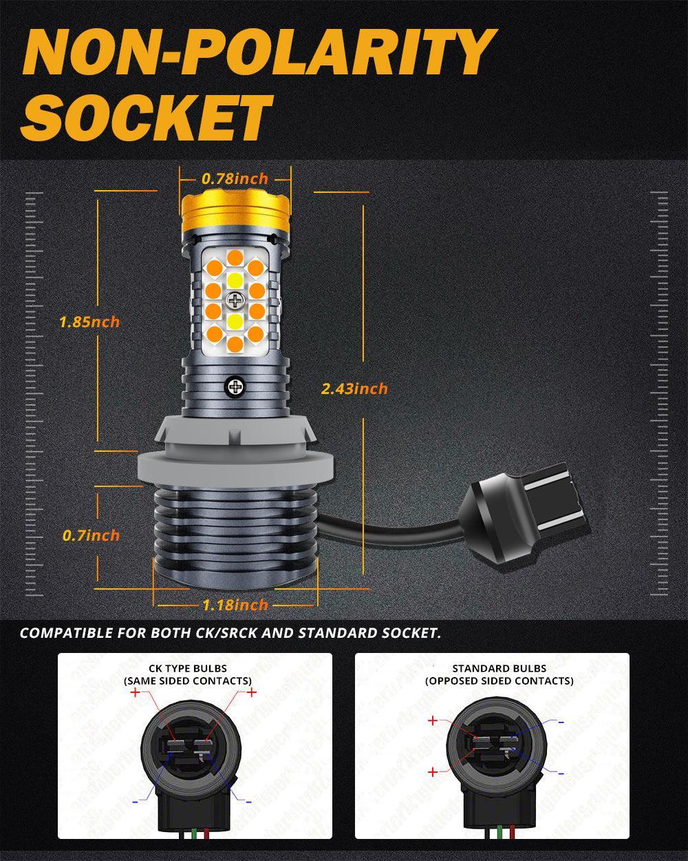 Auxbeam T20 7443 7440 LED Front Turn Signal & DRL Light Bulbs Dual Color