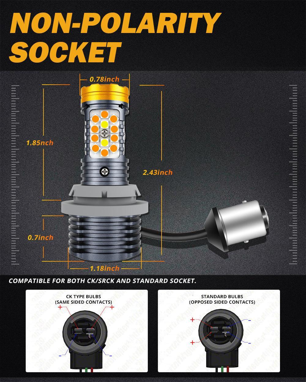 Auxbeam 1157 BAY15D LED Front Turn Signal & DRL Light Bulbs Dual Color
