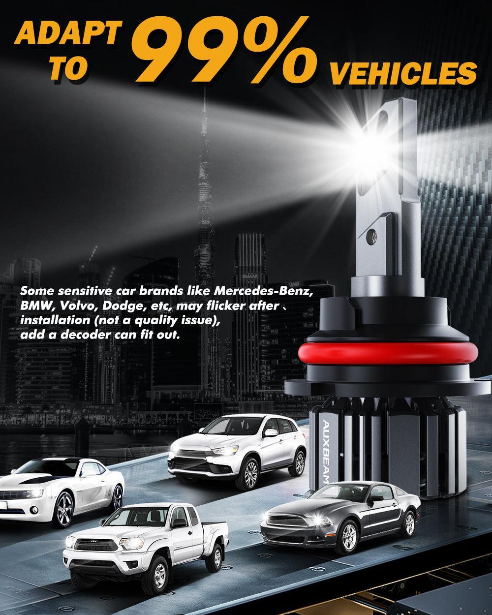 Auxbeam 9007/HB5 LED Headlight Bulbs 90W F15 Series Smaller Size 2 Bulbs