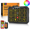 AC Series 12 Gang (AC-1200) RGB Switch Panel with APP&Remote Control, Toggle/ Momentary/ Pulsed Mode Supported(One-Sided Outlet)