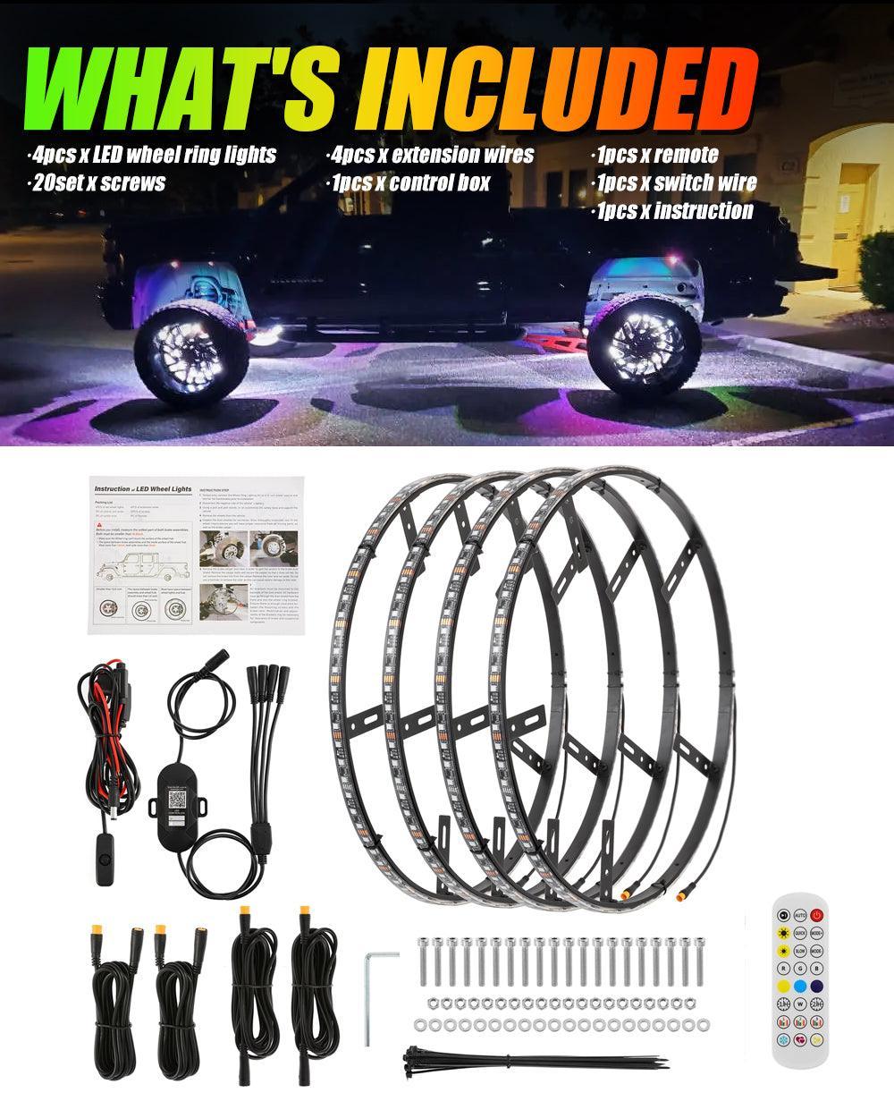 Auxbeam 15.5" RGB LED Wheel Ring Lights Magic Dream Color Neon Rim Light