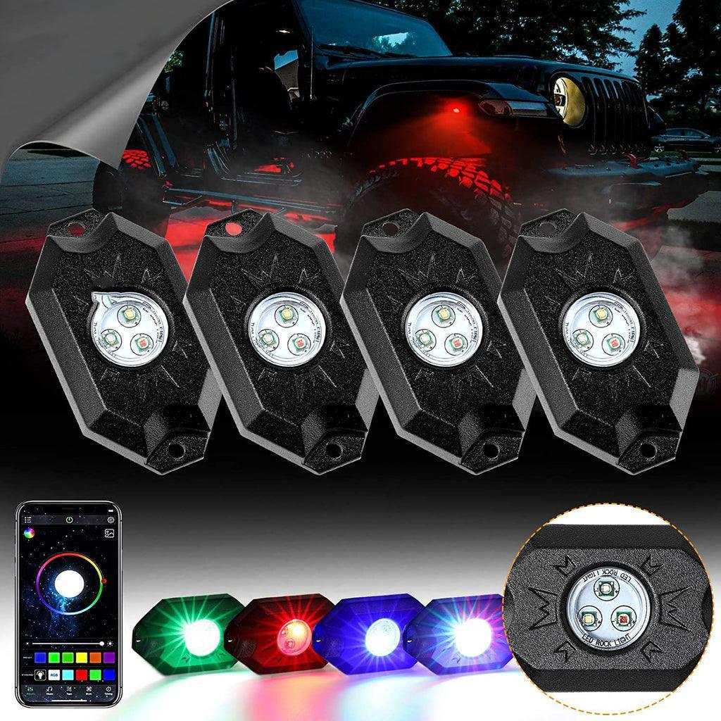 Auxbeam 2Pcs 3FT RGB LED Whip Lights with Turn Signal & Brake Light + RGB LED