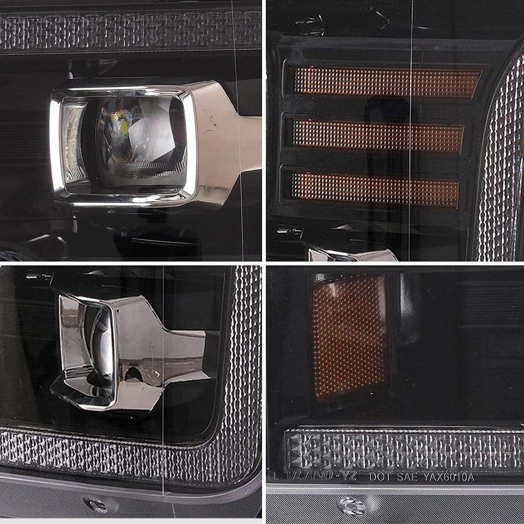 Vland LED Headlight Assembly Dual Beam Projector Black for 2015-2017 Ford F150