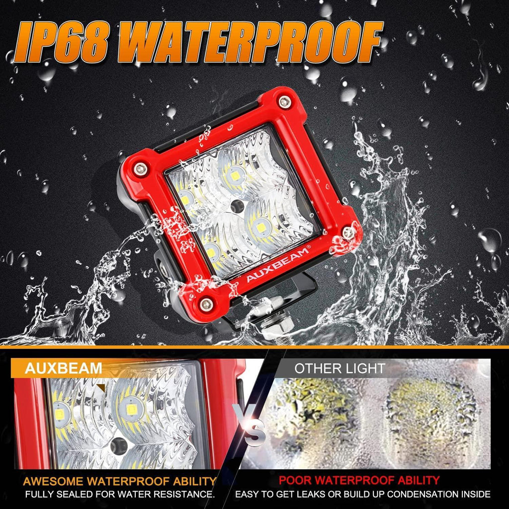 3 Inch 40W Spot/Flood Beam LED Pods Light + Universal LED Working Lights Mounting Brackets