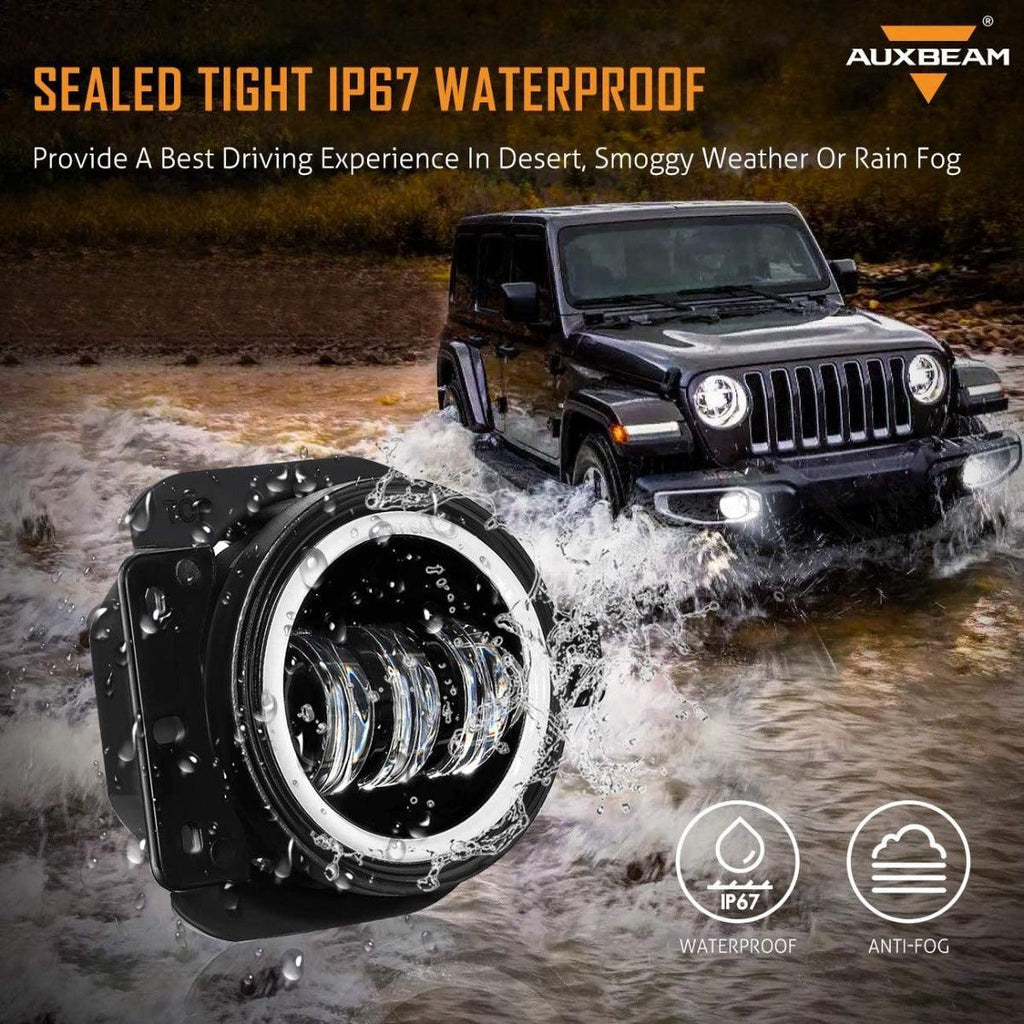 Auxbeam 4 Inch 30W Round LED Fog Lights for Jeep Wrangler JL JLU 2018-2020