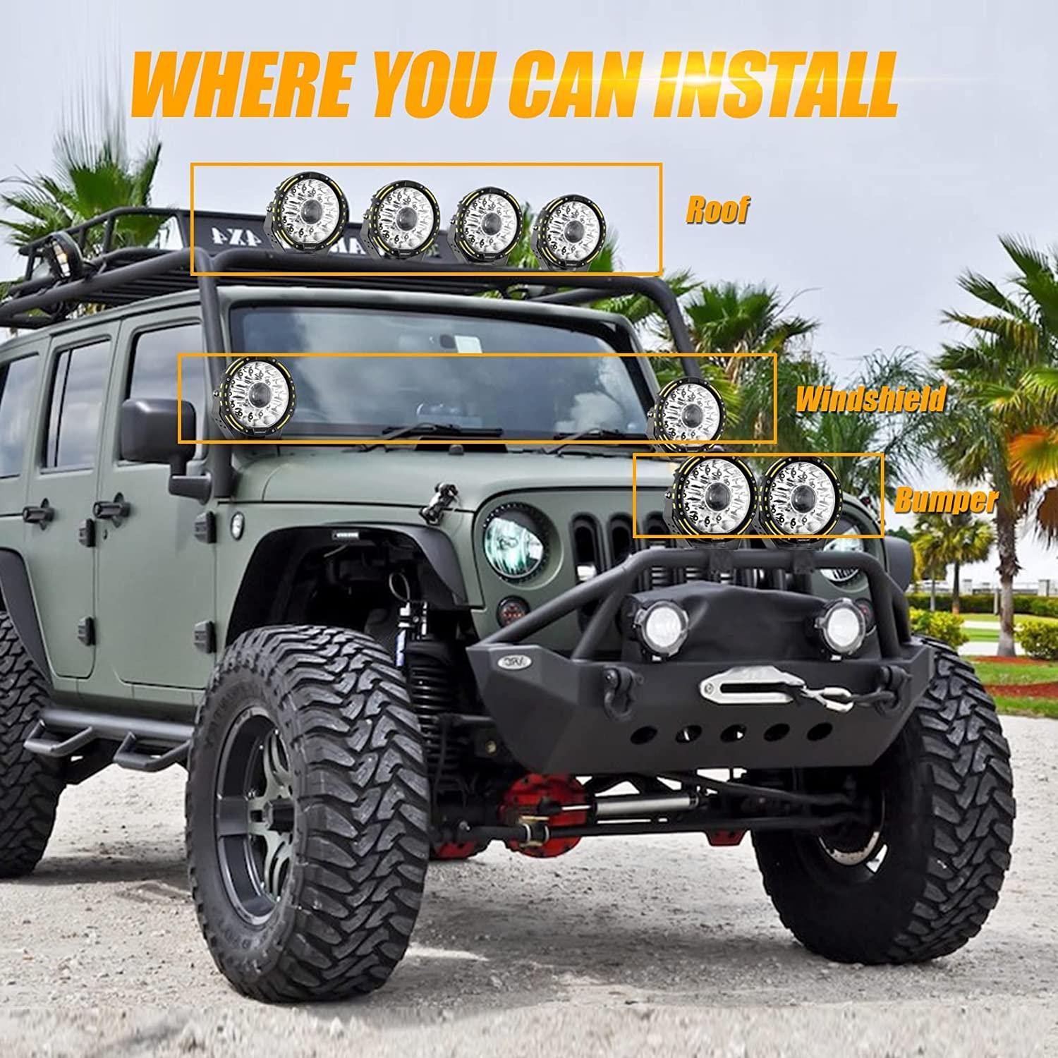 7 Inch 230W 33332LM 360-PRO Series Custom Lens Offroad LED Driving Lights+Amber/Black Covers(Optional) for FORD F150 F250
