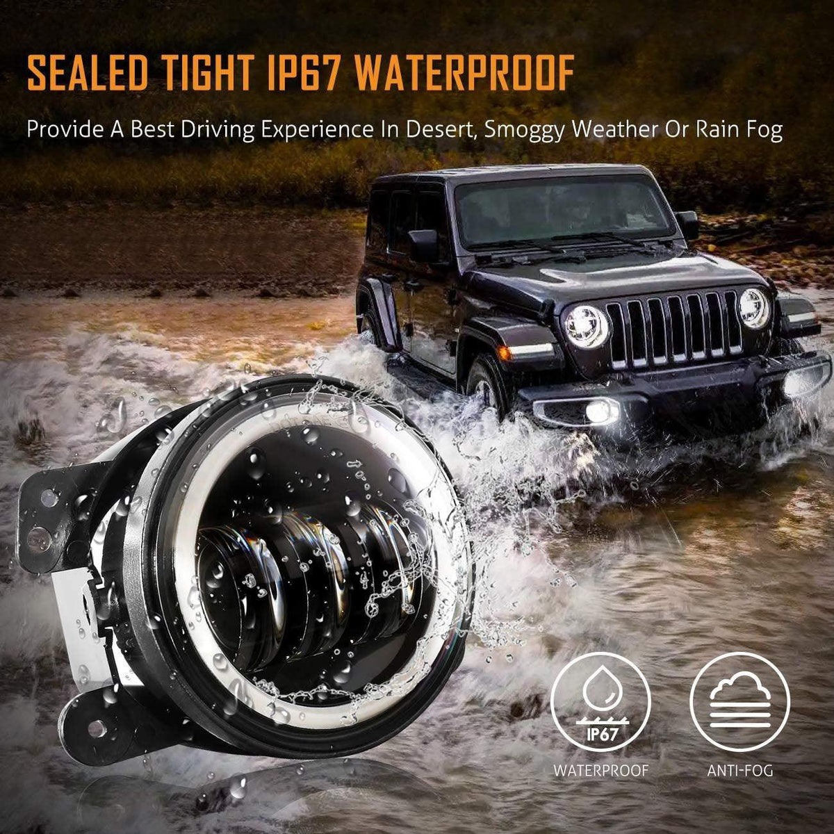 Auxbeam 7'' LED Headlight Replacement And 4'' 30W for Jeep Wrangler2007-2018 JK