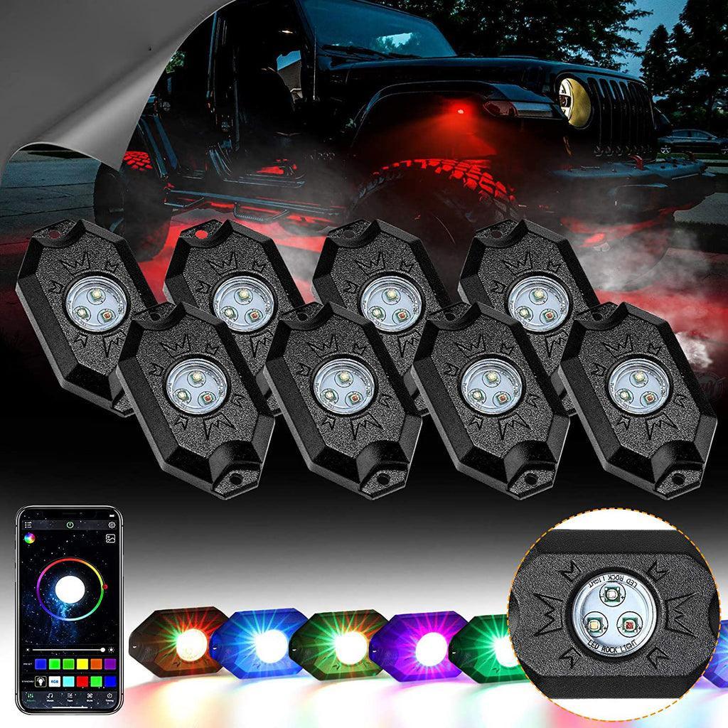 Auxbeam 2Pcs 3FT RGB LED Whip Lights with Turn Signal & Brake Light + RGB LED