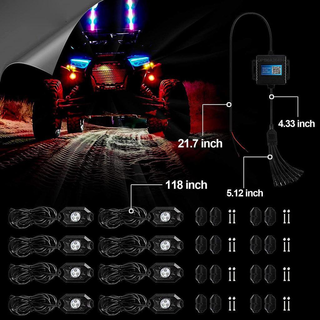 Auxbeam 2Pcs 3FT RGB LED Whip Lights with Turn Signal & Brake Light + RGB LED