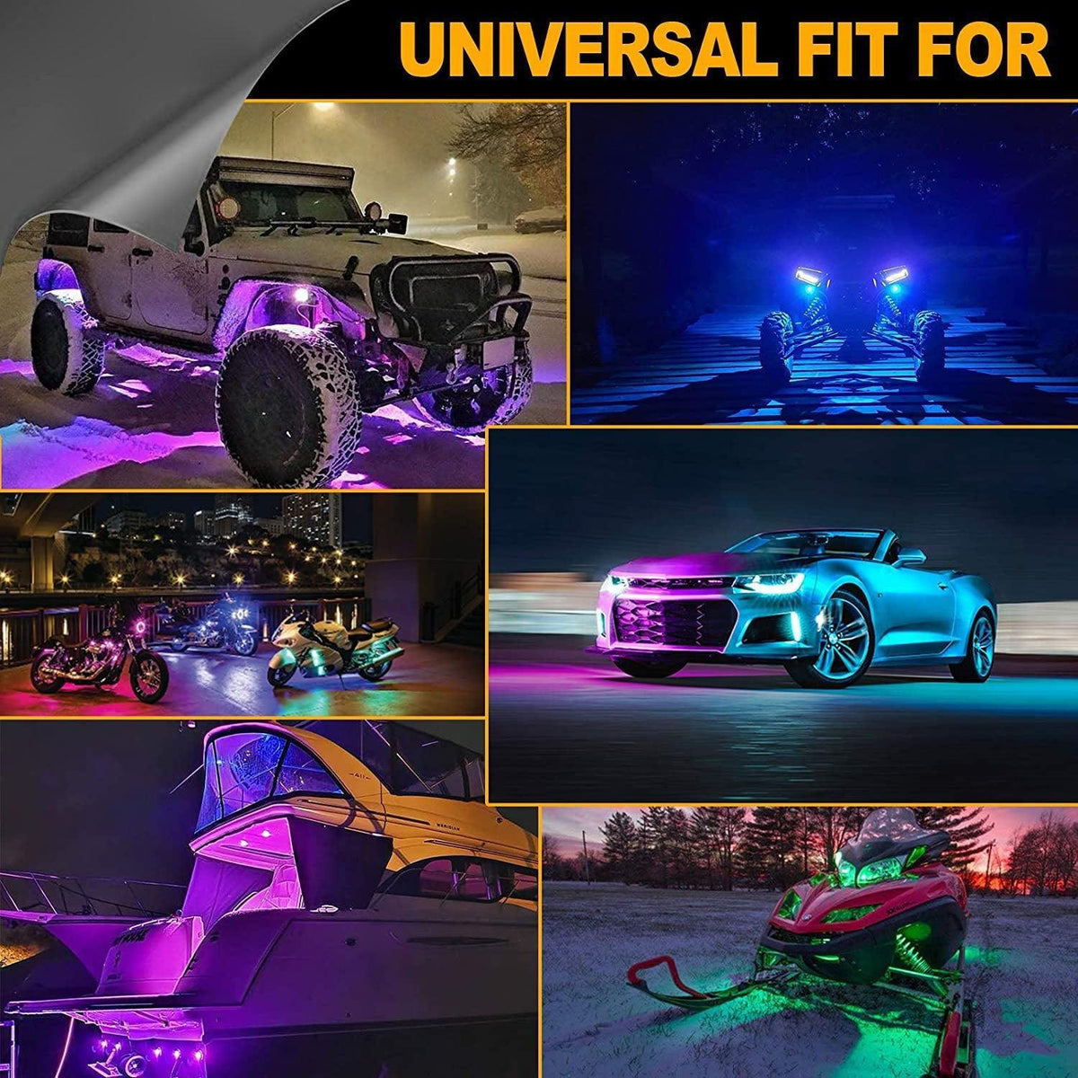 Auxbeam RGB LED Rock Light Set with Bluetooth Controller