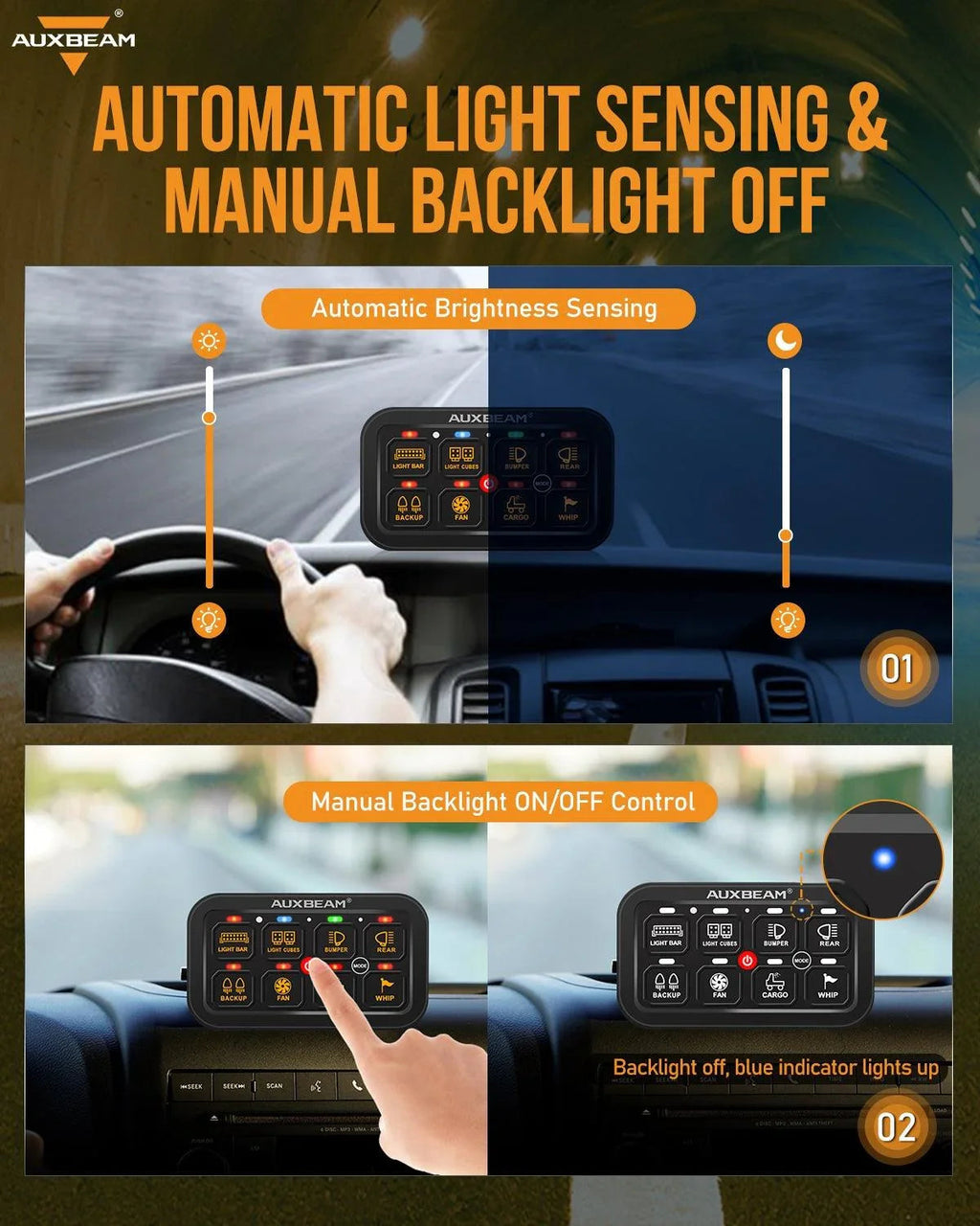 RGB Series 8 Gang (RA80) Switch Panel, Toggle/ Momentary/ Pulsed Mode Supported (One-Sided Outlet)