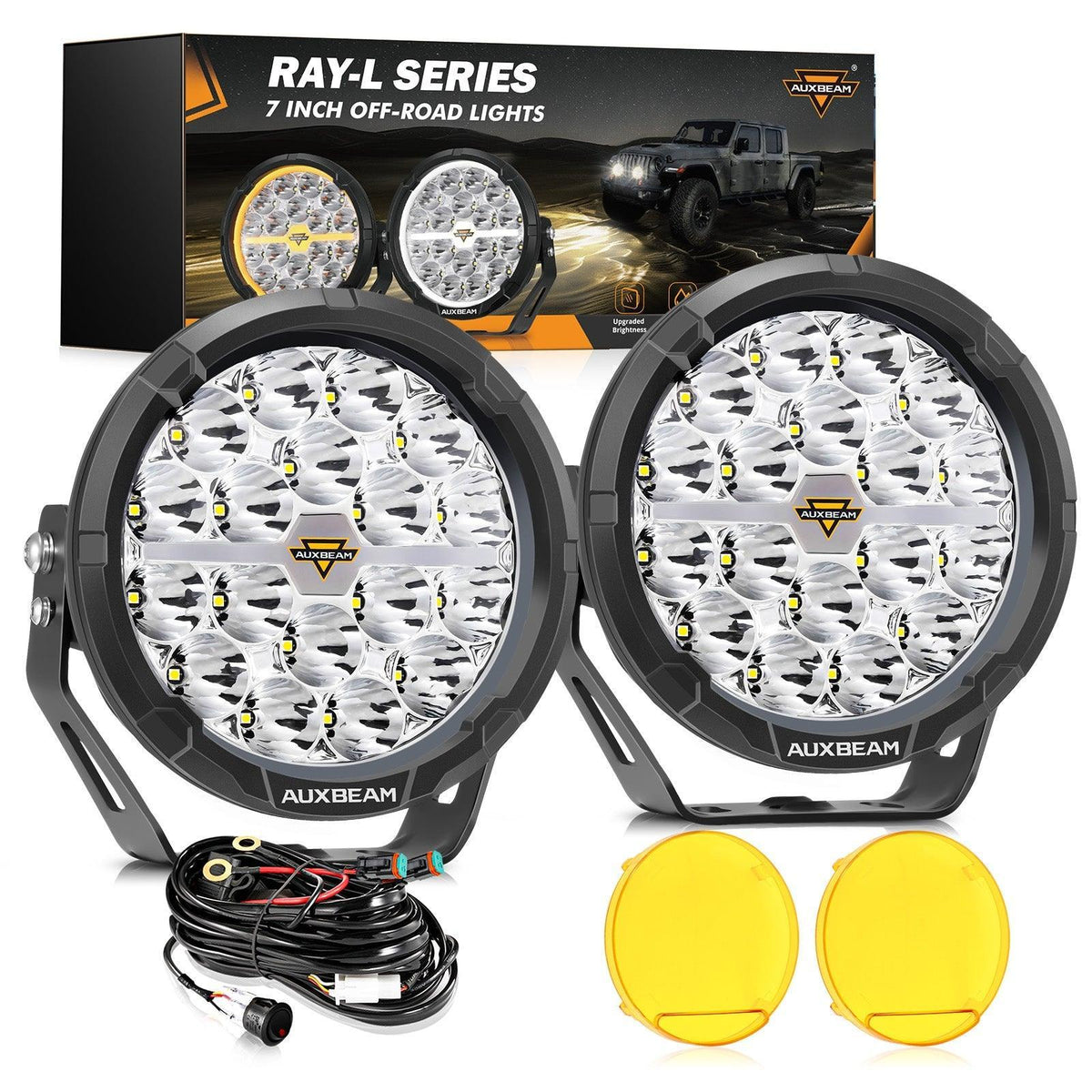 RAY-L Series | 7 Inch 240W 25800LM Dual DRL Offroad LED Driving Lights