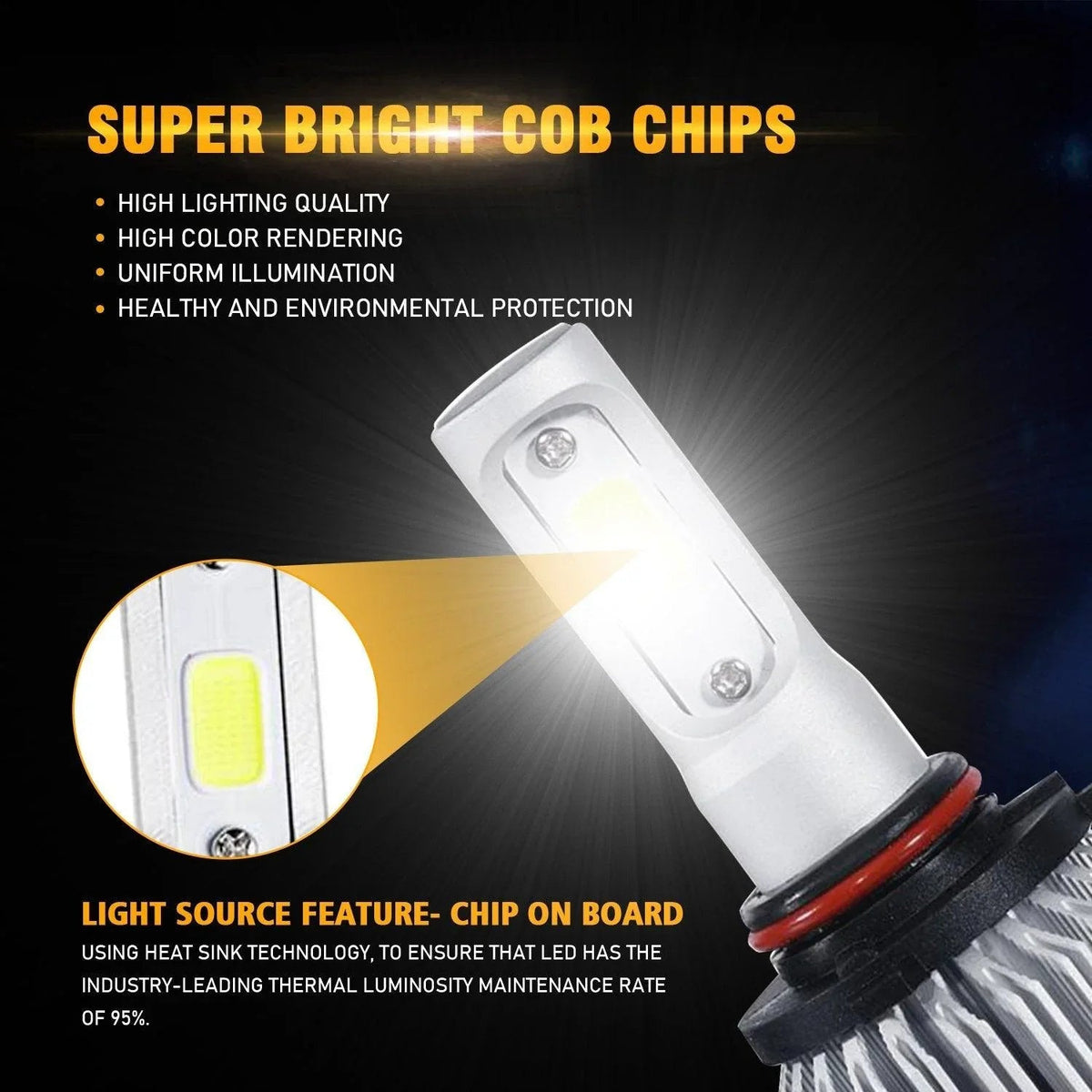 Auxbeam 9005 LED Headlight Bulbs 72W S2 Series COB 2 Bulbs