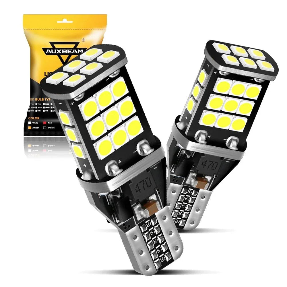 Auxbeam 912 921 T15 W16W LED Back-up/Brake/Tail Light Bulbs 10W 6500K White 2