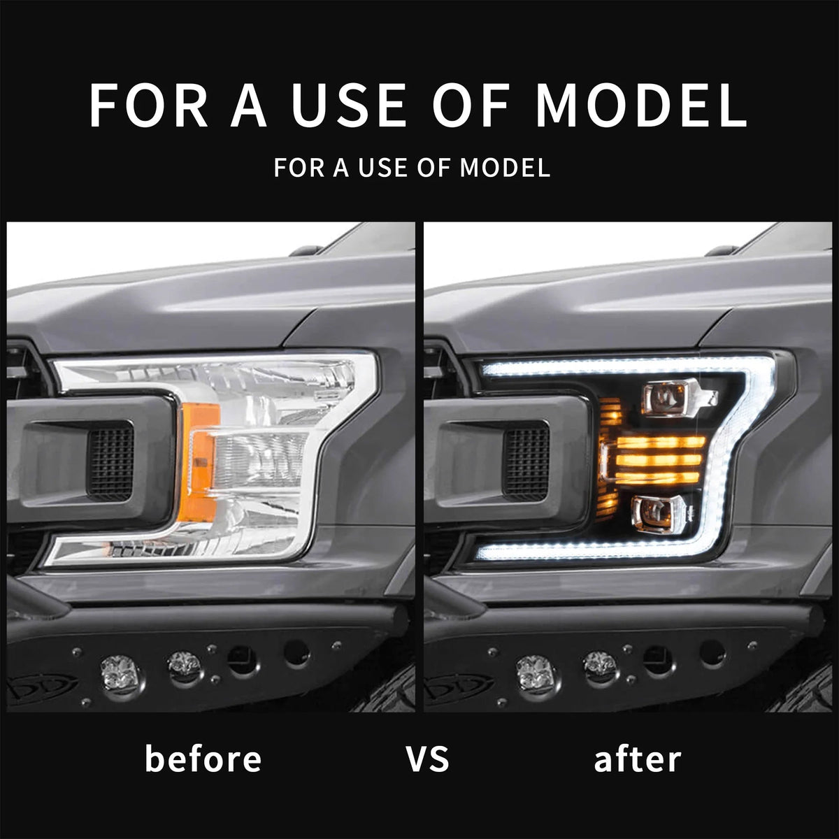 Vland LED Headlight Assembly Dual Beam for 2018-2020 Ford F150 13th Gen