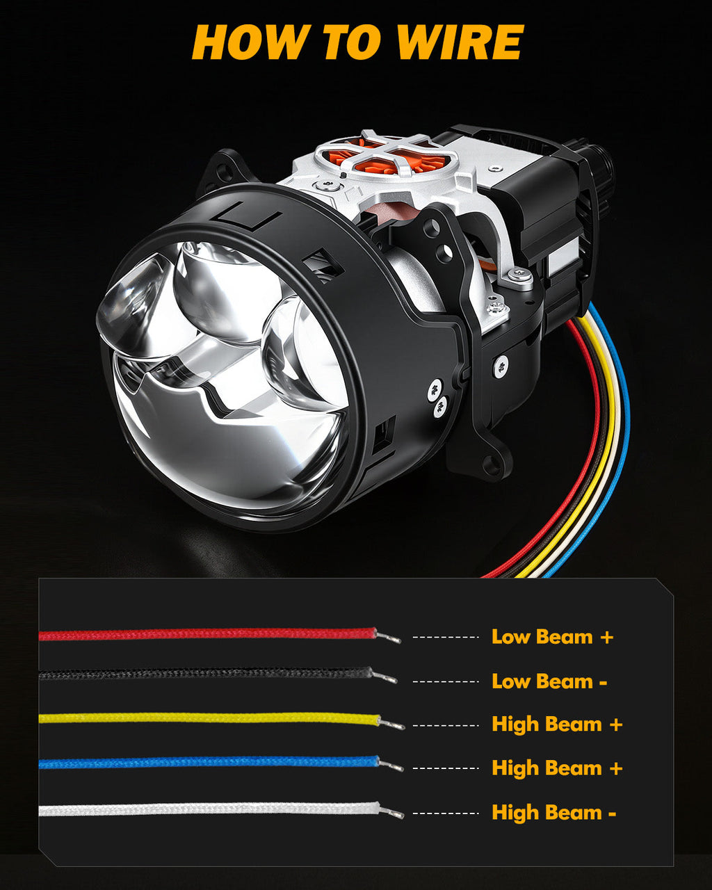 Auxbeam 3 Inch 148W Dual Fan Cooling Bi-LED Projector Headlight 6500K Triple